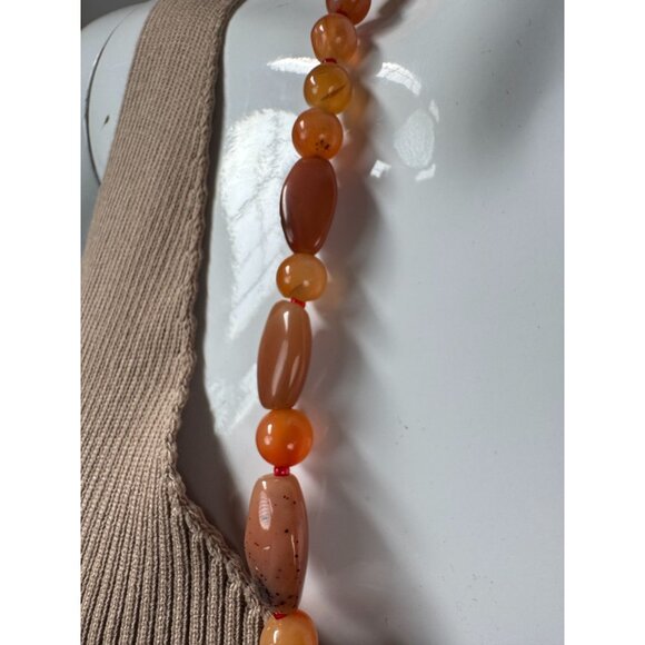 Vintage Carnelian Beaded Necklace With Barrel Clasp 22 Inches Long Warm Tones - Picture 11 of 15